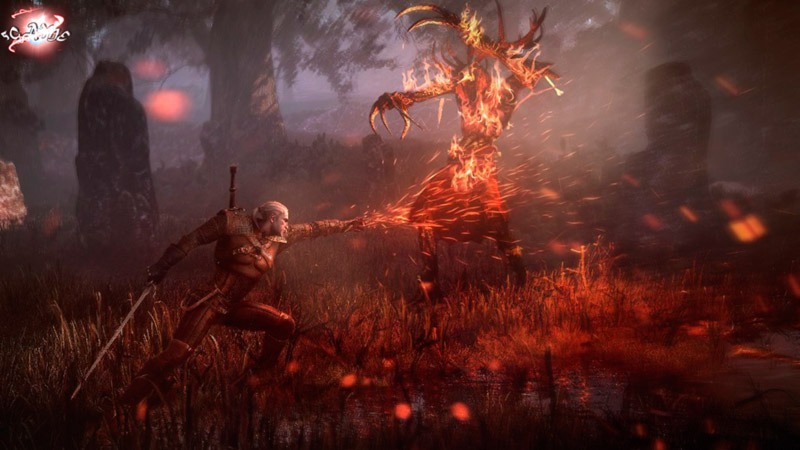 Сцена сражения в Witcher 3 на консоли и PC