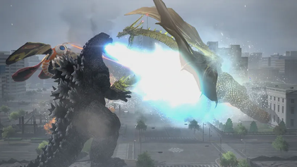 Скриншот Godzilla 2014 video game — бой в городе
